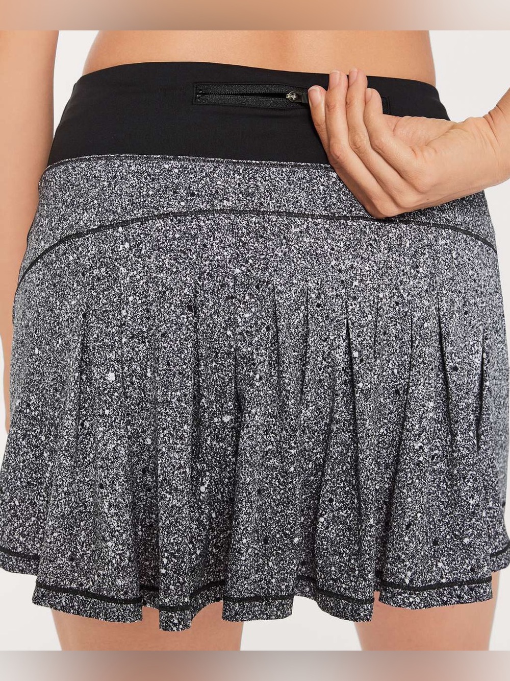 Lululemon Pace Rival Skirt Size 8 Black White Speckled Tennis Athletic Skort